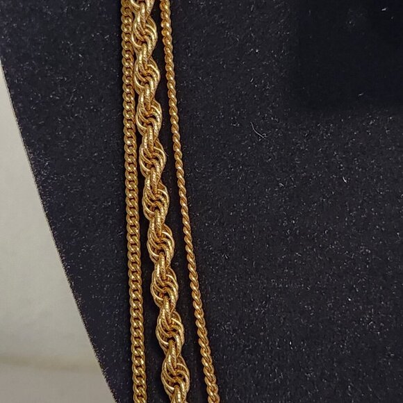Vintage Monet Gold Tone Double Chain Rope Necklace 53" Single Wrap - Picture 3 of 7
